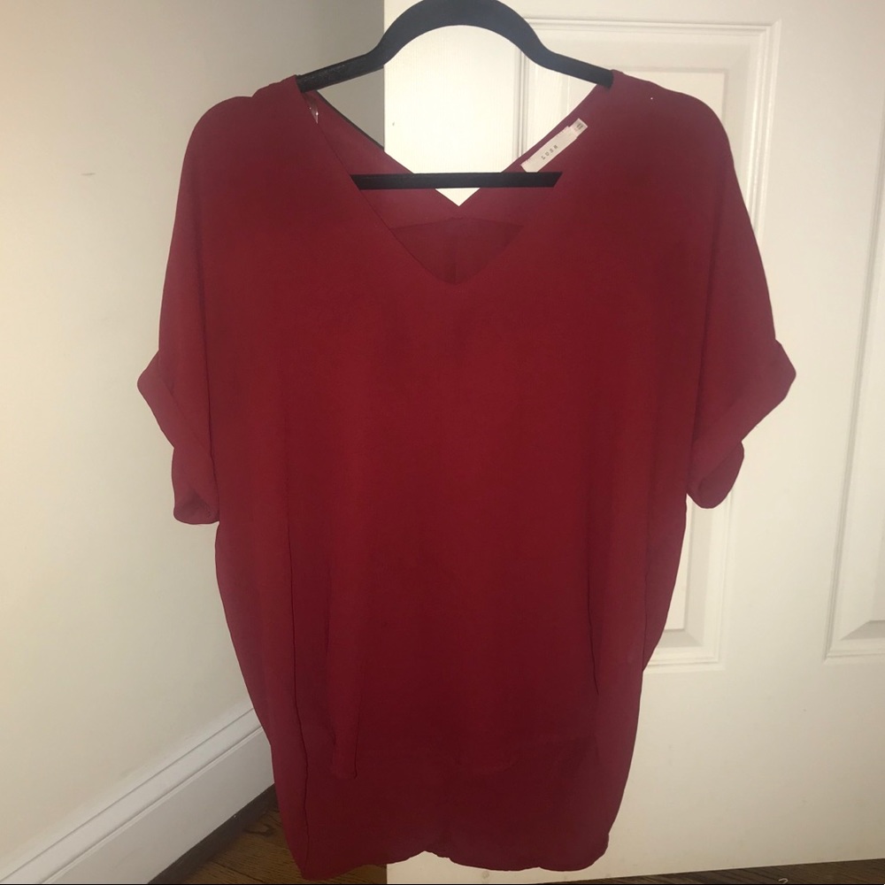 NWOT LUSH V-neck Blouse High Low Half Sleeves